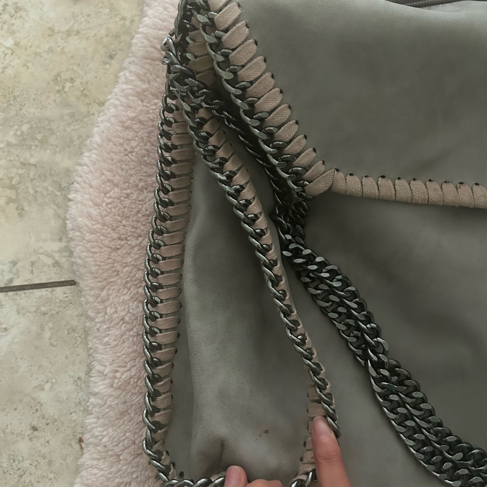 Stella McCartney Gray Chain-Trim Shoulder Bag